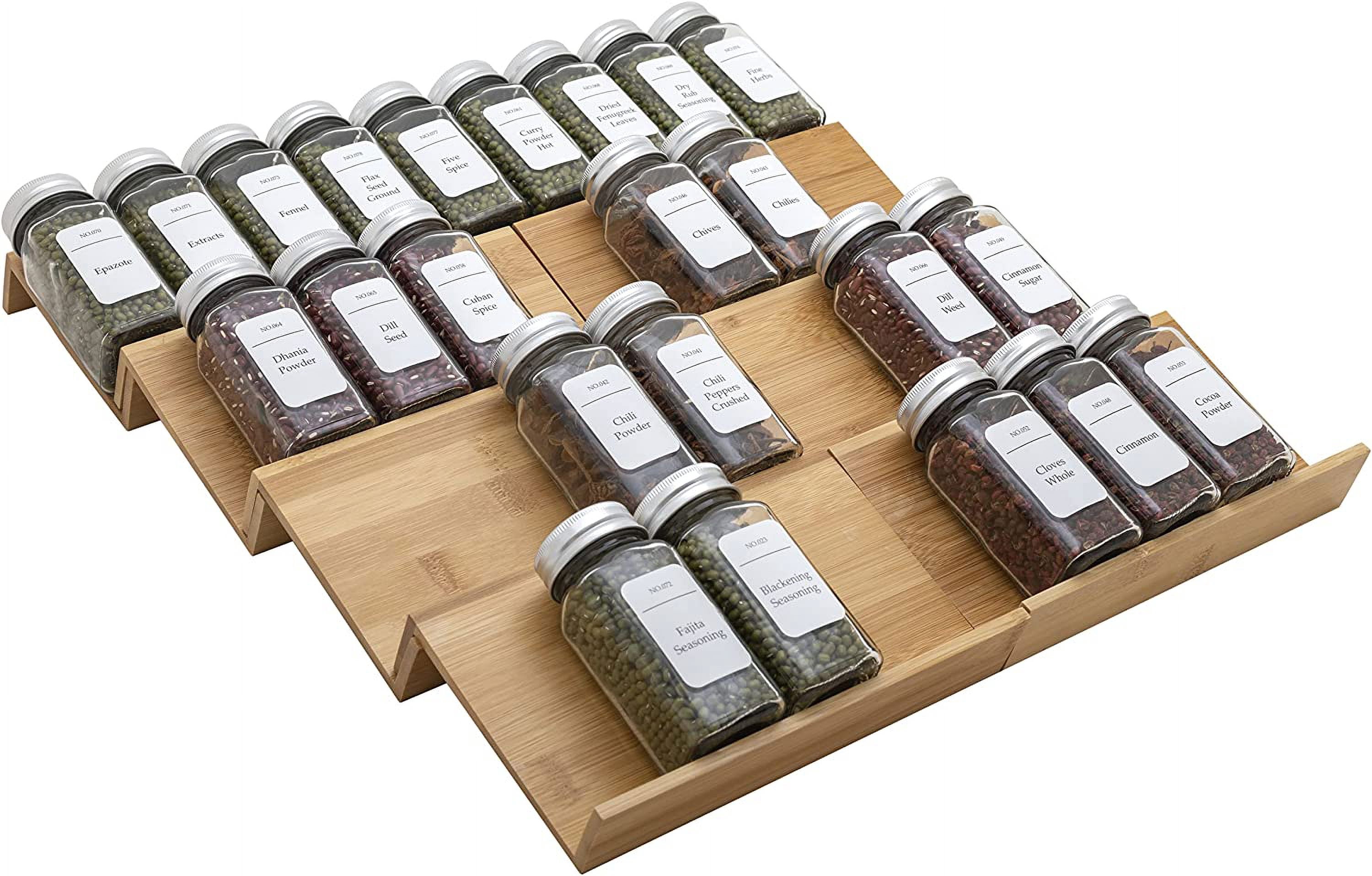 Bamboo Spice Rack Drawer Organizer - 8 Piece Set - 8