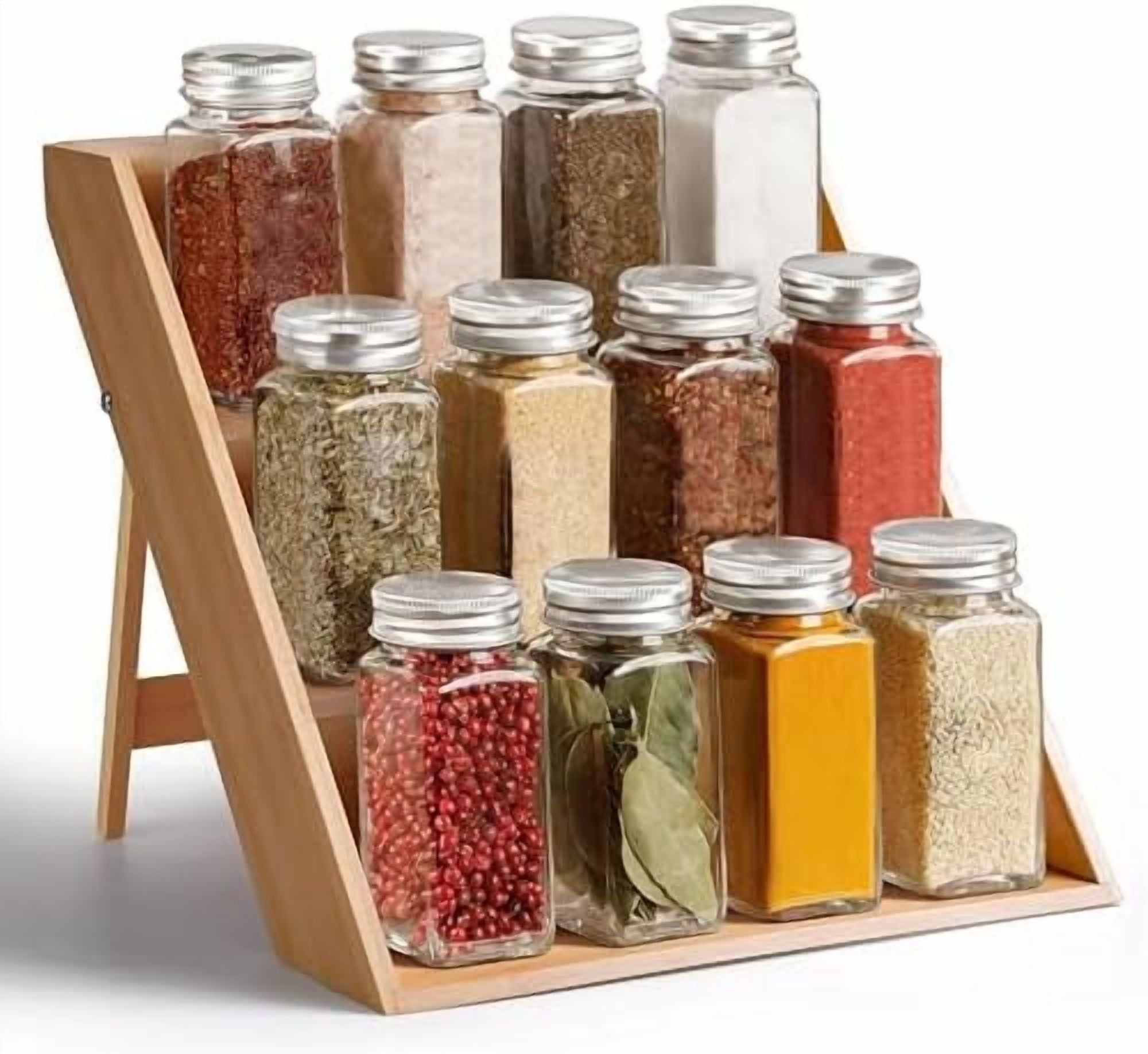 Bamboo Spice Rack Organizer for Kitchen Cabinet, Countertop Display ...