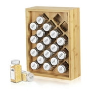 Bamboo Spice Rack Organizer with 20 Pack Empty Glass Spice Jars