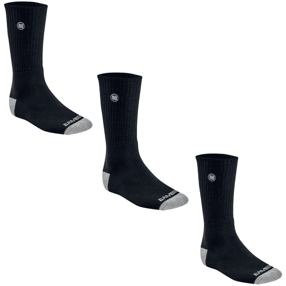 Bamboo Sports Premium Bamboo Crew Men’s Work Socks Moisture Wicking, Odor Eliminating Mens Size 13-15 Black 3 Pack