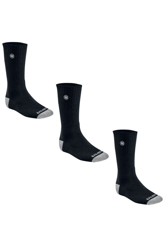 Premium Bamboo Crew Work Socks- Moisture Wicking, Odor Eliminating Mens Size 9-12 Black 3 Pack