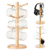 Nawazjee Bamboo Non-Slip 6 Cup Mug Tree Storage Rack