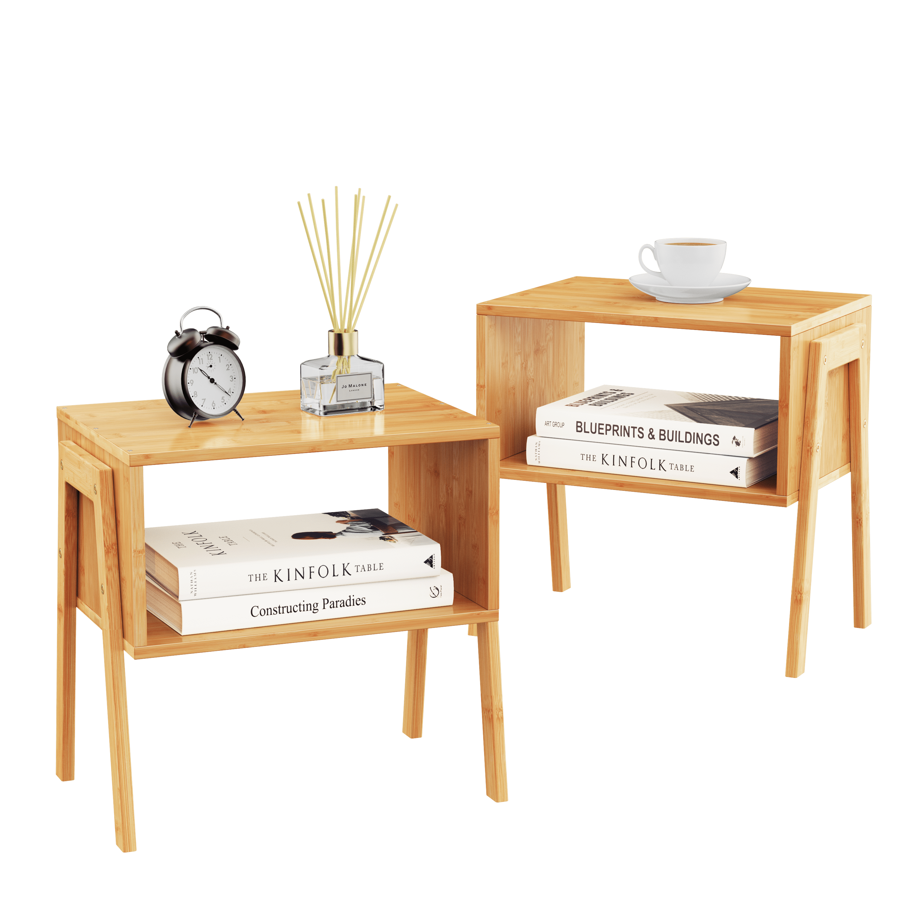 Bamboo Stackable End Tables, Bedside Tables Storage Night tables for