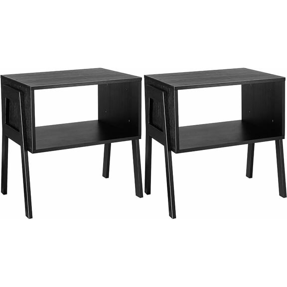 Bamboo Stackable End Tables, Wood Living Room Nightstand, Bedside Tables for Bedroom Storage