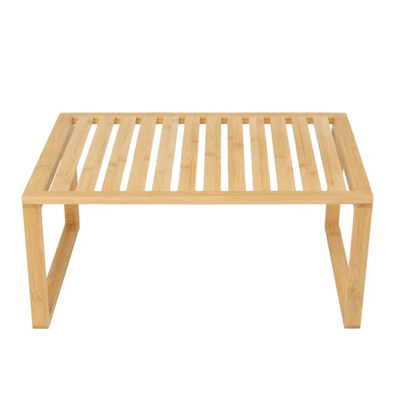 Bamboo Stackable Shelf, Natural Bamboo Color, Easy Assemble, 16 X 10 X 1.18In