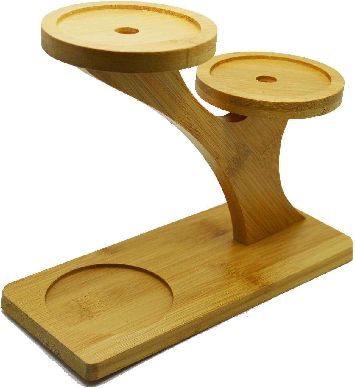 Bamboo Stand With 3 Ceramic Pots 2X2 Inch, Stands For Succulent Small