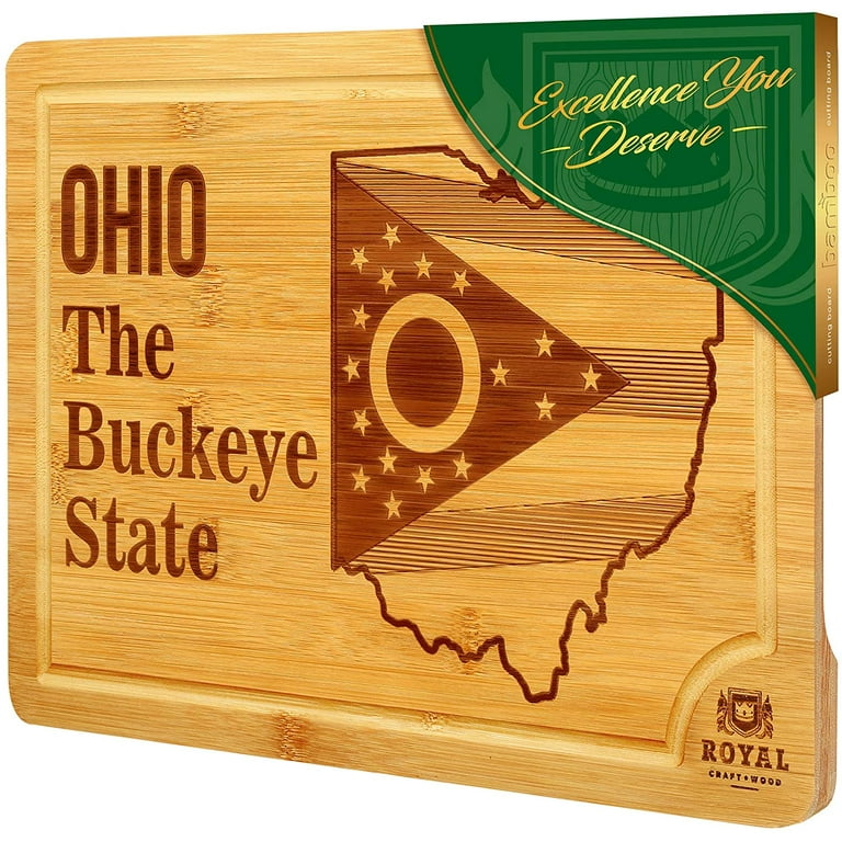 Royal Craft Wood Bamboo Cutting Board with State Artwork 