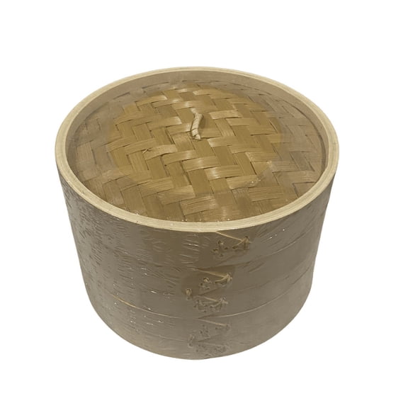 Bamboo Steamer & Bamboo Steamer Basket - 10 inch - 2 Tier - 3 Pieces