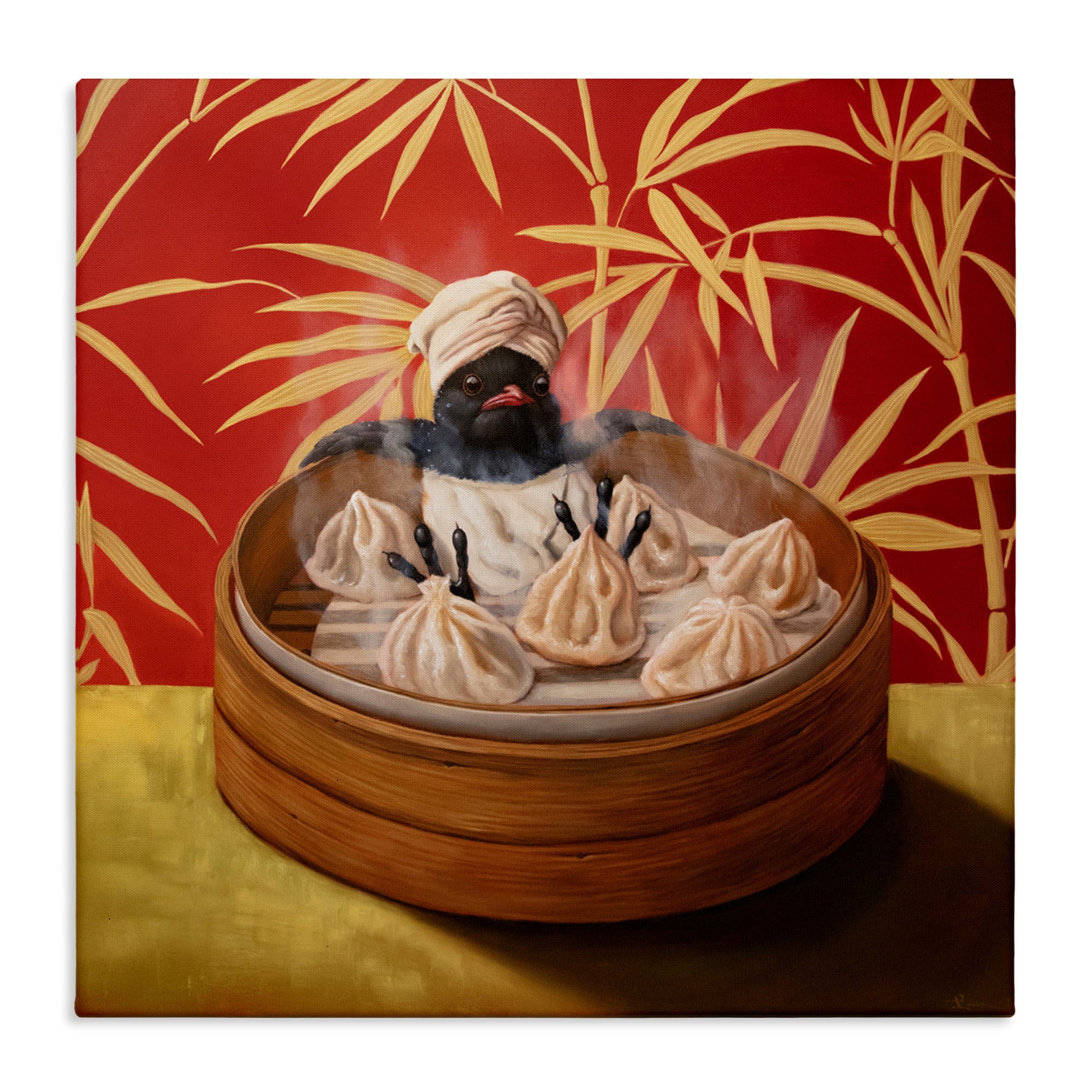 Bamboo Steamer Bird Canvas Wall Art, design by Lucia Heffernan