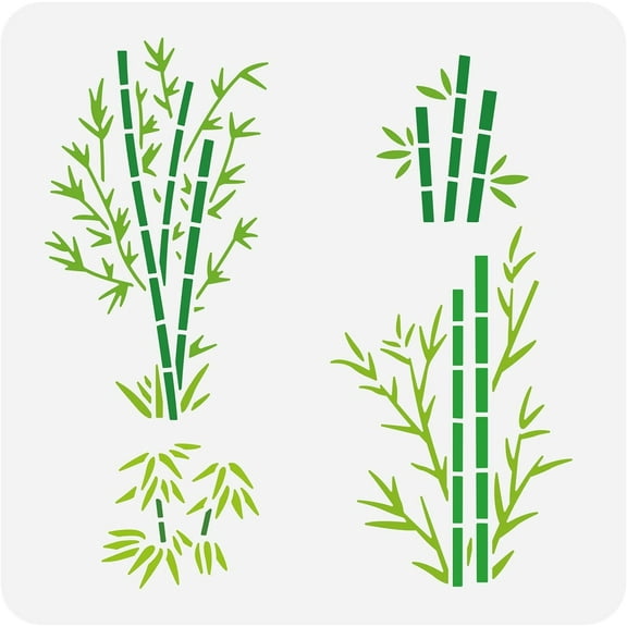 Bamboo Stencil 12x12 Oriental Bamboo Leaves Pattern Drawing Templates for Scrapbooking Fabric Floor Furniture Wall Art Decor White