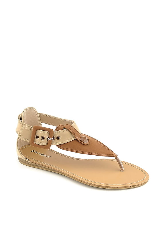 Steno-73 Two-tone Flat Thong Sandals Women's Shoes