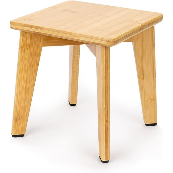 Bamboo Step Stool for Kids and Adults, Sturdy and Versatile Short Foot Stool for Bathroom, Kitchen, Bedroom, Compact 10-inch Small Wood Stool, Plant Stand (Natural)