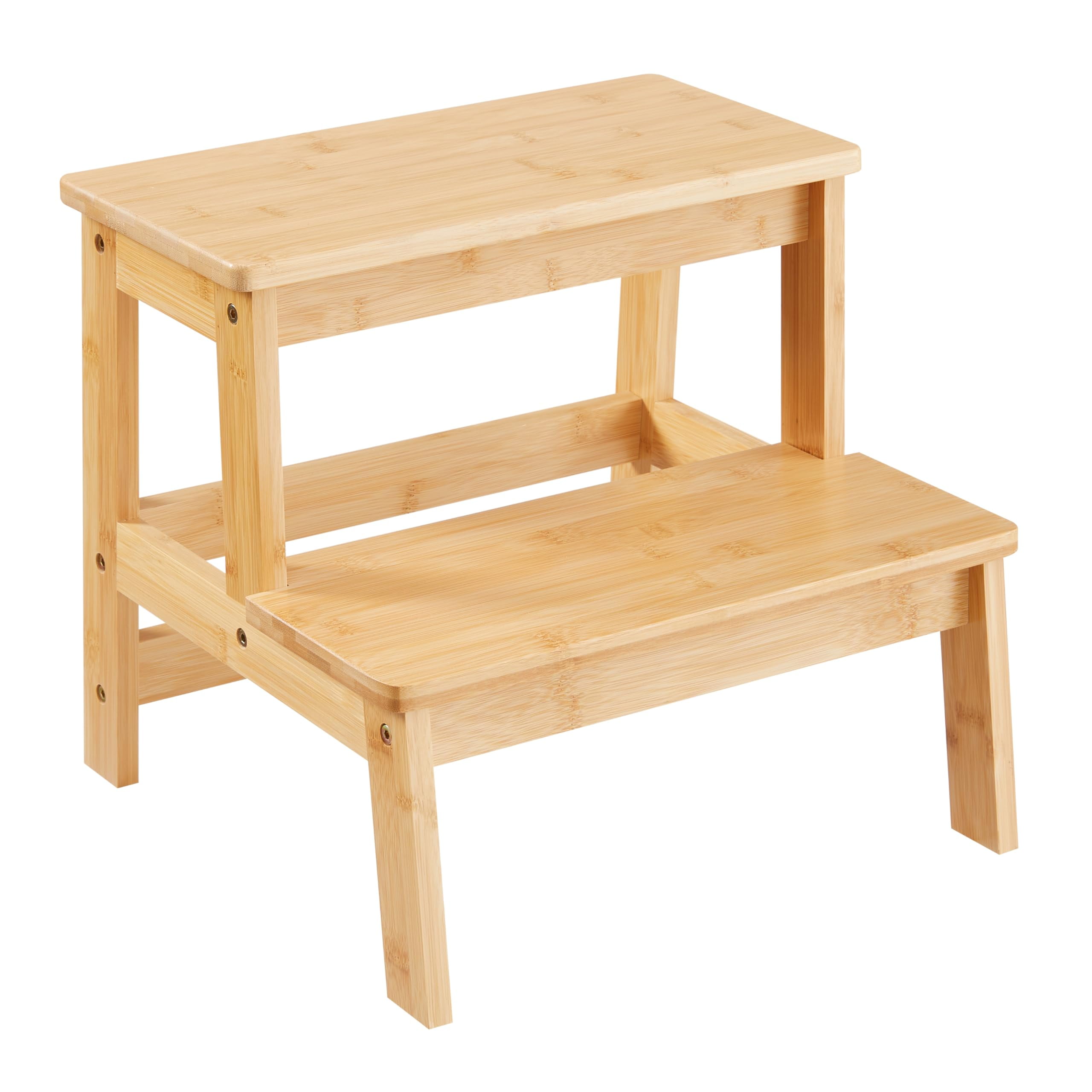 Bamboo Step Stools for Adults Kids, 2 Step Stool for Kichen/Bathroom ...