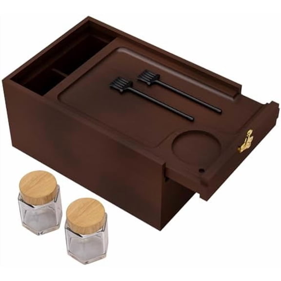 Bamboo Storage Box with Lid Wooden Organizer with 4 Compartments, Sliding Cover & Metal Clasp Lock, Multi-Purpose Rectangular Stash Box, Eco-Friendly Bamboo Box for Home & Office$$