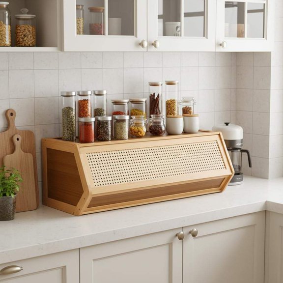 Bamboo Storage Cabinet Stackable Organizer Unit for Kitchen, Pantry or Home Decor (70 cm or 86 cm Length)
