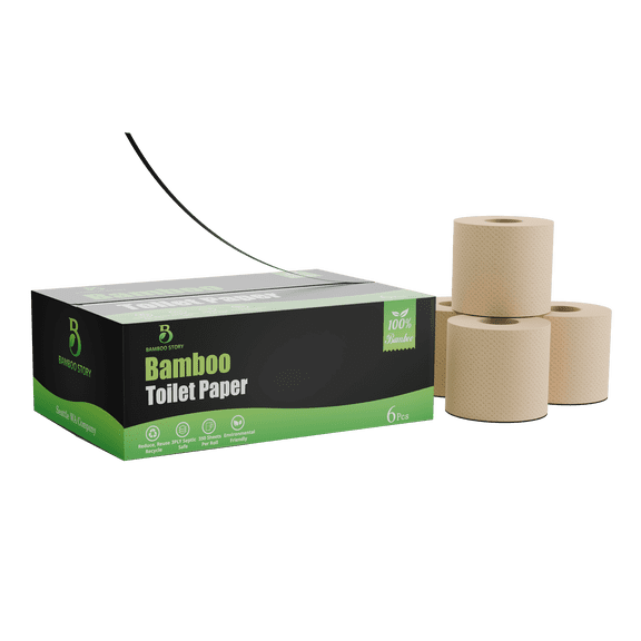Bamboo Story Premium 3-Ply Bamboo Toilet Paper, Unbleached - 6 Jumbo Rolls, 350 Sheets per Roll