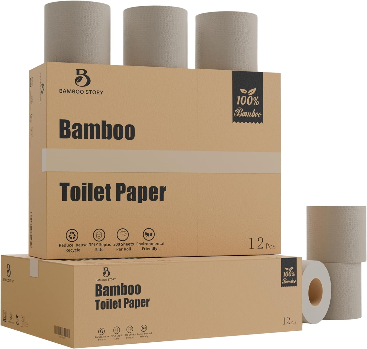 Bamboo Story Premium 3Ply Bamboo Toilet Paper, Unbleached, FSC