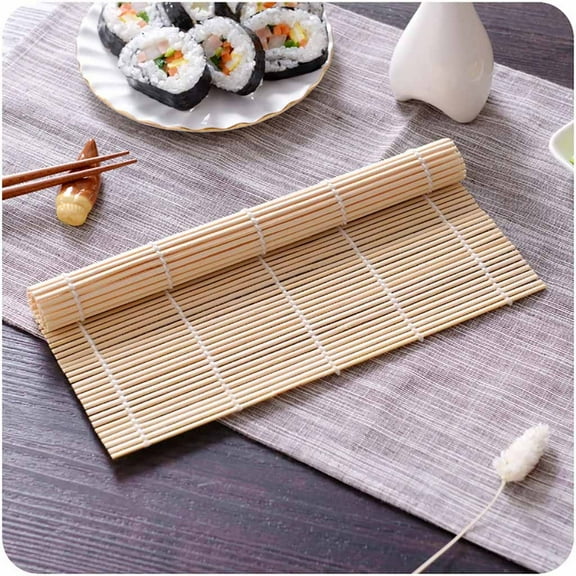 Bamboo Sushi Rolling Mat – 9"x9" Natural Reed for Gimbap, Rolls & DIY Wraps (1pc, Hand-Wash Only)