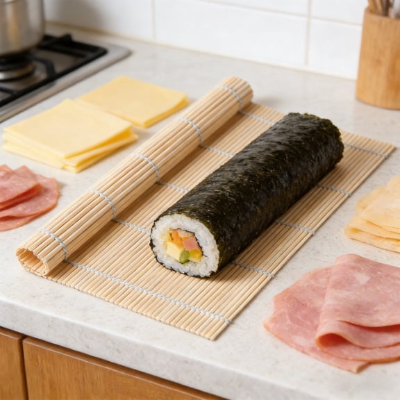 Bamboo Sushi Rolling Mat,Sushi Roll Maker,Sushi Making Kit,Bamboo Sushi Rolling Mat,Sushi Mat Bulk Bamboo Sushi Making Roller Non Stick Square Rolling Mat for Home Party Supplies