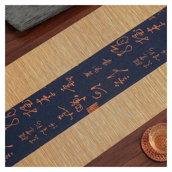 Bamboo Table Runner, Japanese Style Tablecloth Decorative, Placemat Handmade for Party Decor, Rectangular Heat Resistant Non-Slip Tea Mat