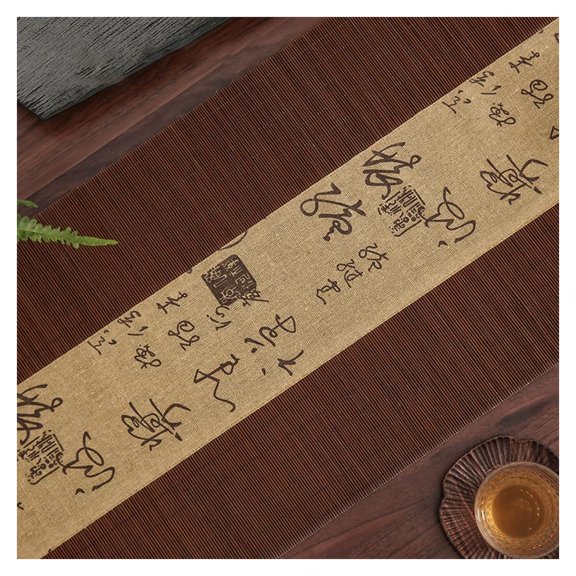 Bamboo Table Runner, Japanese Style Tablecloth Decorative, Placemat Handmade for Party Decor, Rectangular Heat Resistant Non-Slip Tea Mat
