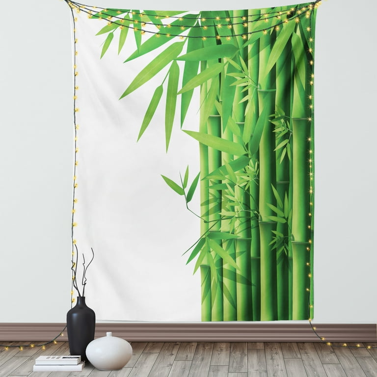 Bamboo Tapestry Modern Image of Fresh Bamboo Stems Leaves with Colors Exotic Nature Themed Print Wall Hanging for Bedroom Living Room Dorm Decor