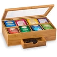 thumbnail image 1 of Bambusi Bamboo Tea Bag Organizer Bamboo Acrylic, 13.30×8.50×4.30, Brown, 1 of 8