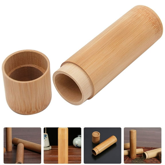 WEAVILUX small canister with lid Bamboo Container Box Airtight Sealing Adults Home Use 1Pcs