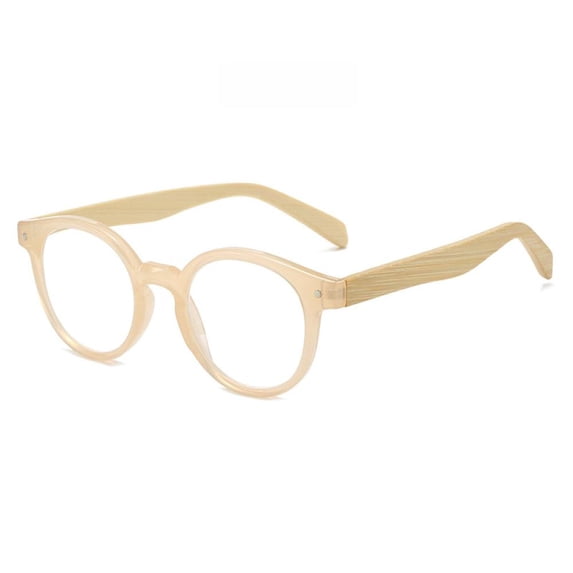 Bamboo Temple Reading Glasses Retro Round Brown Reading Glasses for Men and Women Classic Readers +2.00