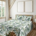 thumbnail image 1 of Ambesonne Exotic Theme Fitted & Flat Sheet with Shams 4 Pcs Set, Tree Leaves Simple Art, King, Fern Green Blue Grey, 1 of 1