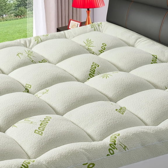 Bamboo Thick Mattress Topper, Viscose Derived from Bamboo Thick Pillow Top Mattress Pad
