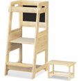 4-in-1 Toddler Kitchen Step Stool – Converts To Table & Chair, With Blackboard, Foldable, For Kids 1-3 Years