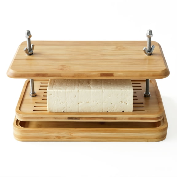 Bamboo Tofu Press, Adjustable Wooden Tofu Maker with Stainless Steel Screws, Natural Bamboo Tofu Water Remover, DIY Kitchen Tool for Homemade Tofu, Paneer and Cheese Making