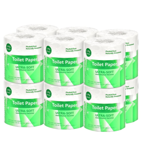 Bamboo Toilet Paper 12 Rolls 4200 Sheets Total 3 Ply Unscented Plastic Free Septic Safe for Sensitive Skin
