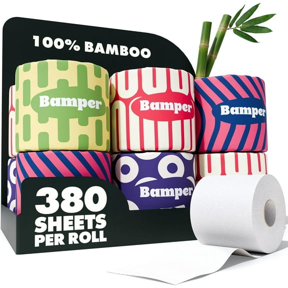 Bamboo Toilet Paper, 3-Ply & 380 Sheets, Soft & Strong Organic Bath Tissue, Chemical-Free & Hypoallergenic, Septic Safe, PFAS-Free, Tree-Free Bathroom Tissue (12 Extra-Large Rolls)