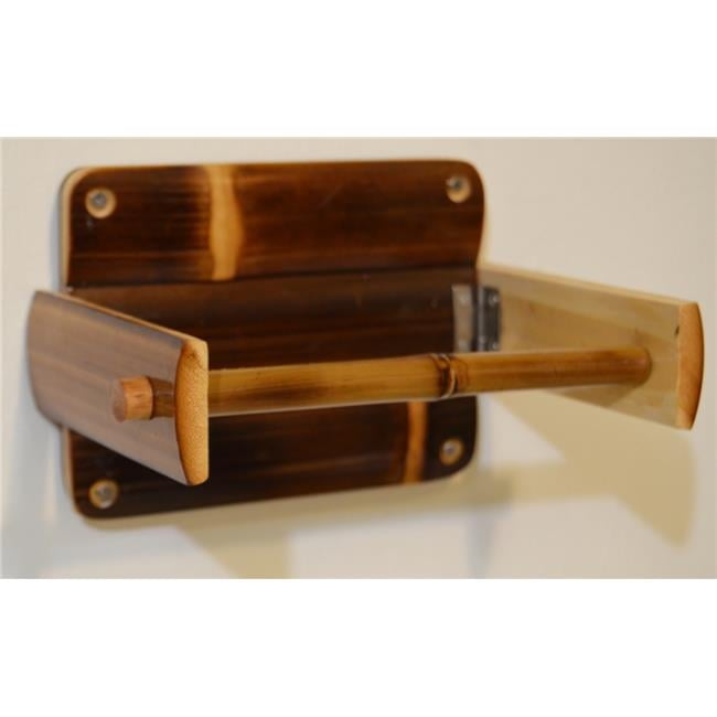 Rustic Dark Brown Bamboo Wall Mounted Toilet Paper Holder