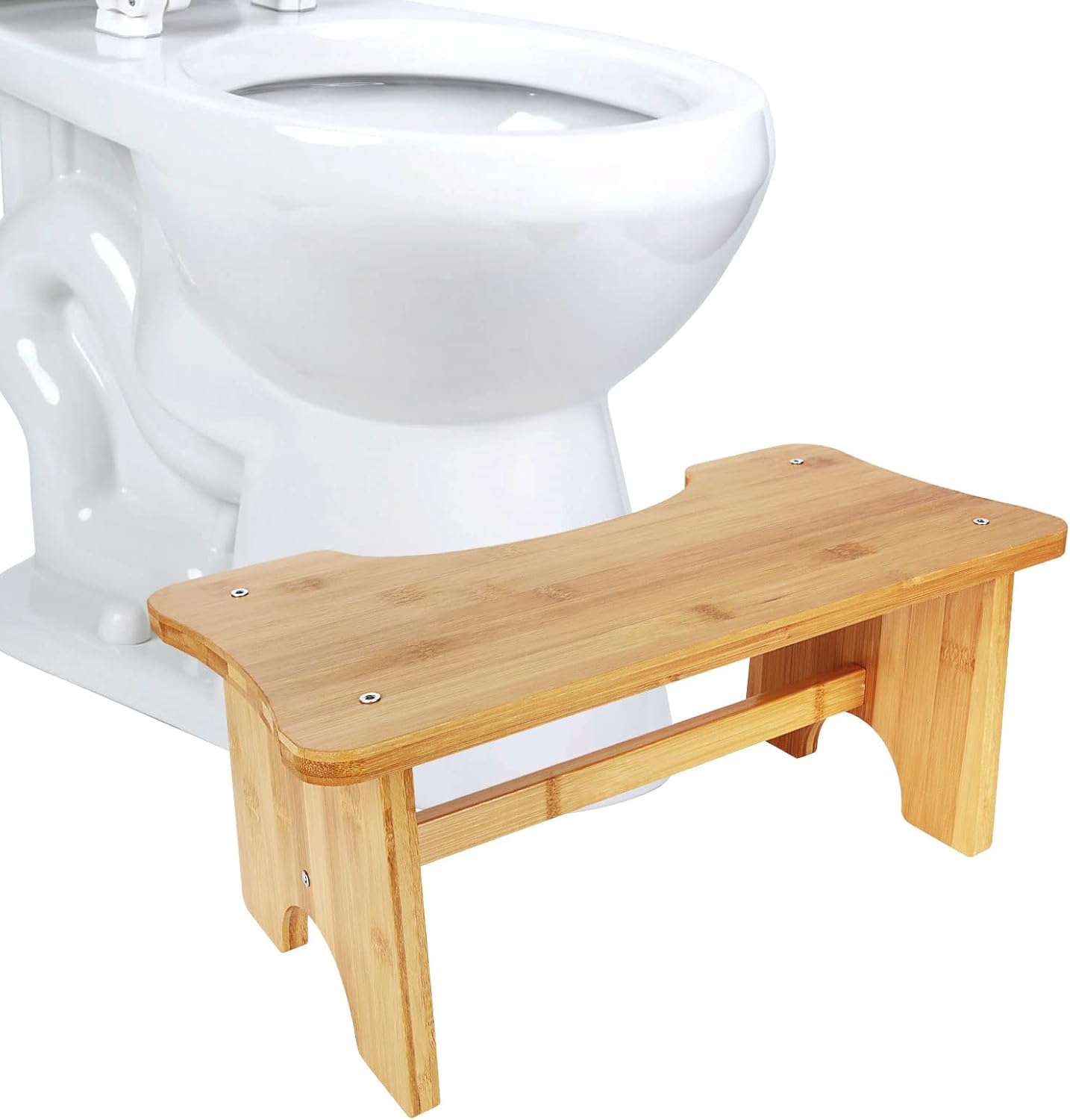 Bamboo Toilet Stool for Adults, 7 Inch Height Squatting Poop Stool for