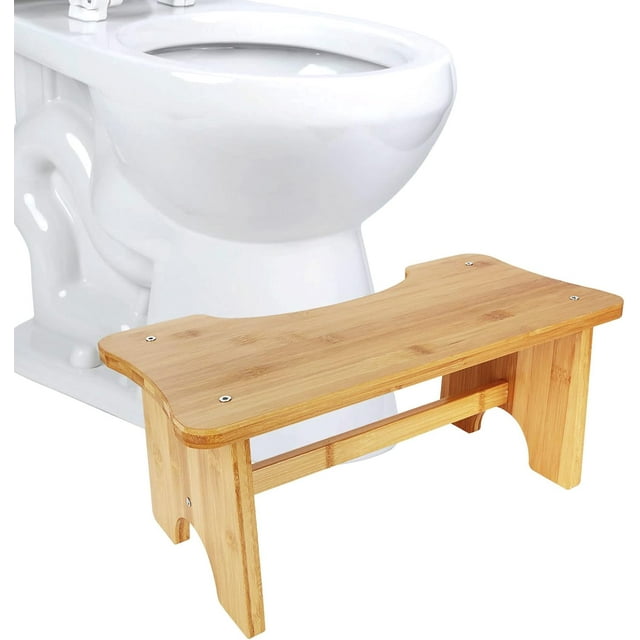 Bamboo Toilet Stool for Adults, 7 Inch Height Squatting Poop Stool for