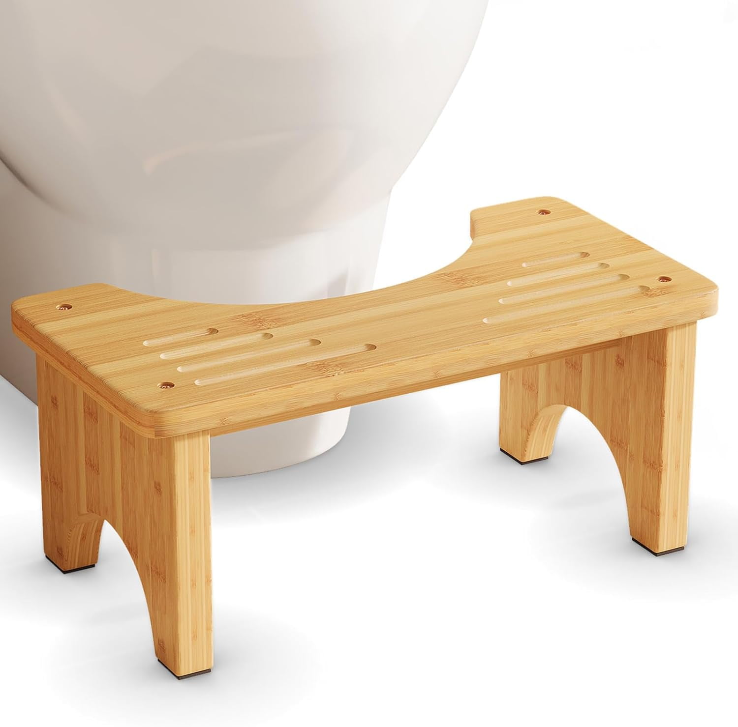 Bamboo Toilet Stool, Wooden Squatting Potty Stool for Adults, 7 Inch