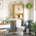 thumbnail image 1 of Bamboo Over The Toilet Storage Cabinet, Bathroom Space Saver, U-Shaped Door with Rattan Surface, Over Toilet Bathroom Organizer with Open Storage Shelf, Natural, 1 of 1