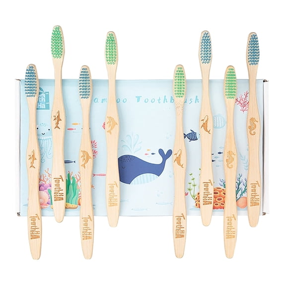 Bamboo Toothbrush Individually Sealed 8 Count, BPA-Free Soft Bristles Toothbrushes for Adults, Eco-Friendly, Natural Wooden Toothbrush
