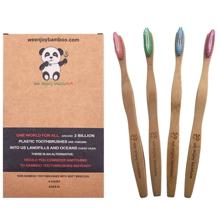 Bamboo Toothbrushes Adult MEDIUM Nylon Bristles with 100% Biodegradable Handles and Packaging Promote Responsible Dental Care, Sustainable Toothbrush (4- Pack)