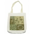 thumbnail image 1 of Bamboo Tote Bag, Circle and Bamboo Silhouette over Vintage Color Oriental Eastern Patchwork Art Print, Cloth Linen Reusable Bag for Shopping Books Beach and More, 16.5" X 14", Cream, by Ambesonne, 1 of 2