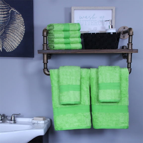 Bamboo Towel and Washcloths Set, 30" x 54", 16" x 30", Spring Green by Blue Nile Mills