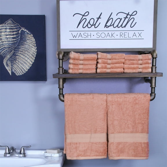 Bamboo Towels and Face Towels,  30" x 54", 16" x 30", Salmon by Blue Nile Mills