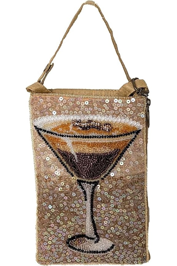 mpany Cocktails Anyone Club Bag Beaded Phone Crossbody (Espresso Martini)