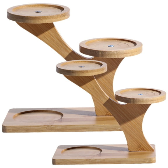 Bamboo Tray 2 Pcs Plant Shelf Plants Desktop Planter Base Saucer Table Display Stand Office