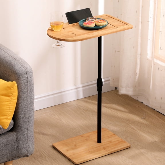 Bamboo Tray with Adjustable Height / For Indoor Use in Home / Diverse Storage Compartments