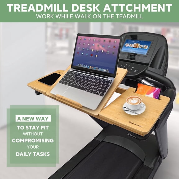 Bamboo Treadmill Desk Attachment with Adjustable Laptop Stand for Walking Workstation