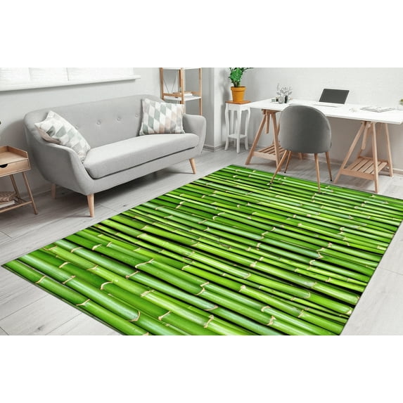 Bamboo Tree Rug, Green Rug, Nature Plant Rug, View Rugs, Nursery Rug, Housewarming Gift, Personalized Gifts, Gift For The Home, Door Mat, 2.6'x6.5' - 80x200 cm